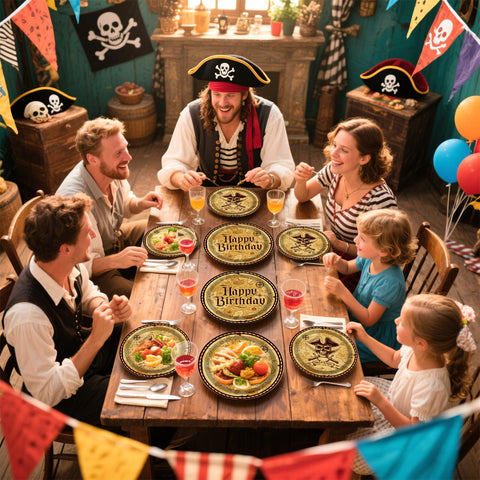 96 Pcs Pirate Birthday Party Plates and Napkins - Grencian