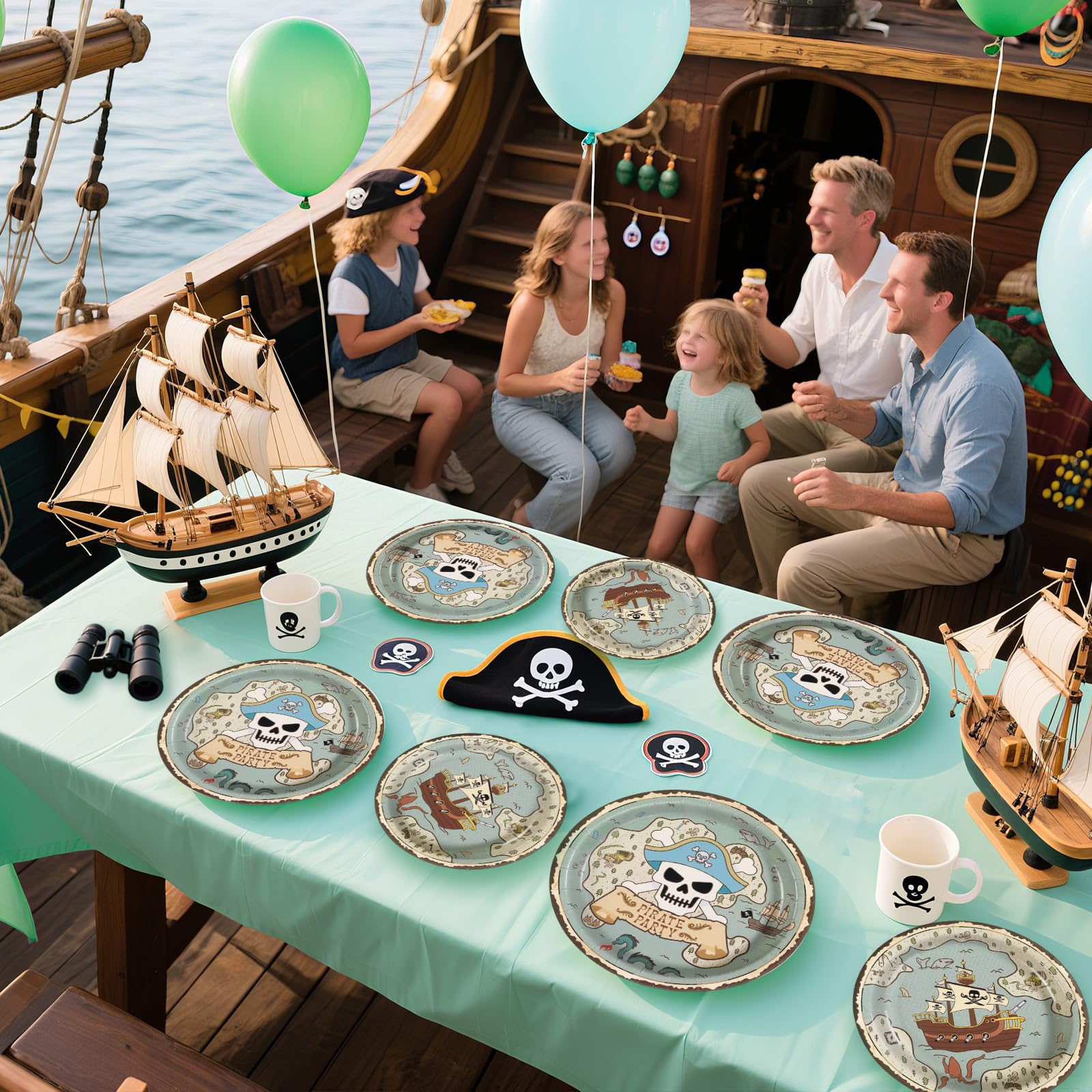 96 Pcs Pirate Map Party Plates and Napkins - Grencian