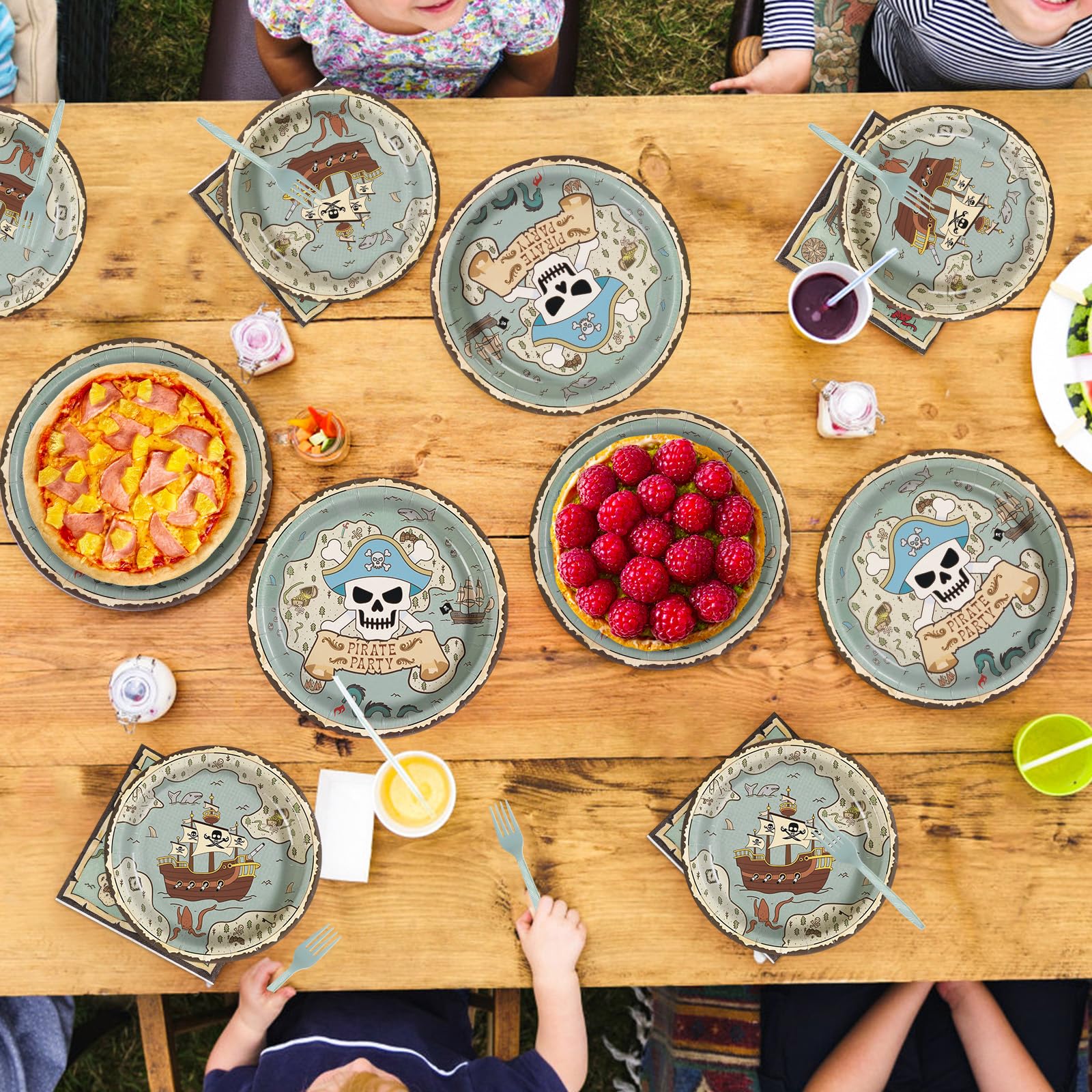 96 Pcs Pirate Map Party Plates and Napkins - Grencian