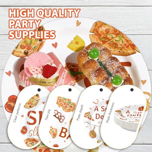 96 Pcs Pizza Baby Shower Party Plates and Napkins - Grencian