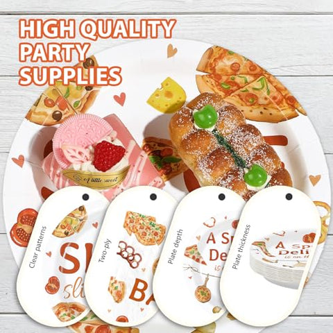 96 Pcs Pizza Baby Shower Party Plates and Napkins - Grencian