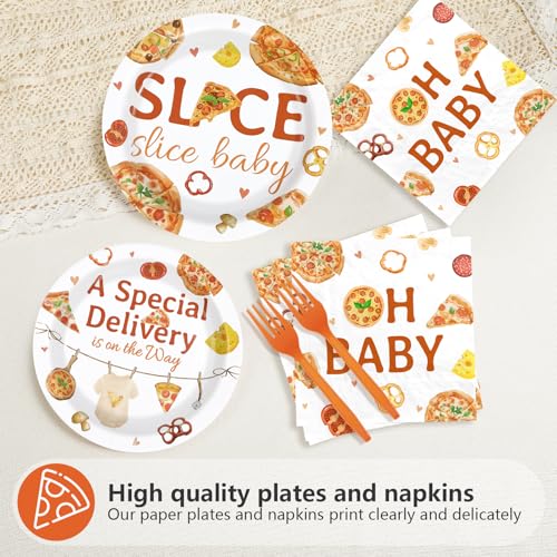 96 Pcs Pizza Baby Shower Party Plates and Napkins - Grencian