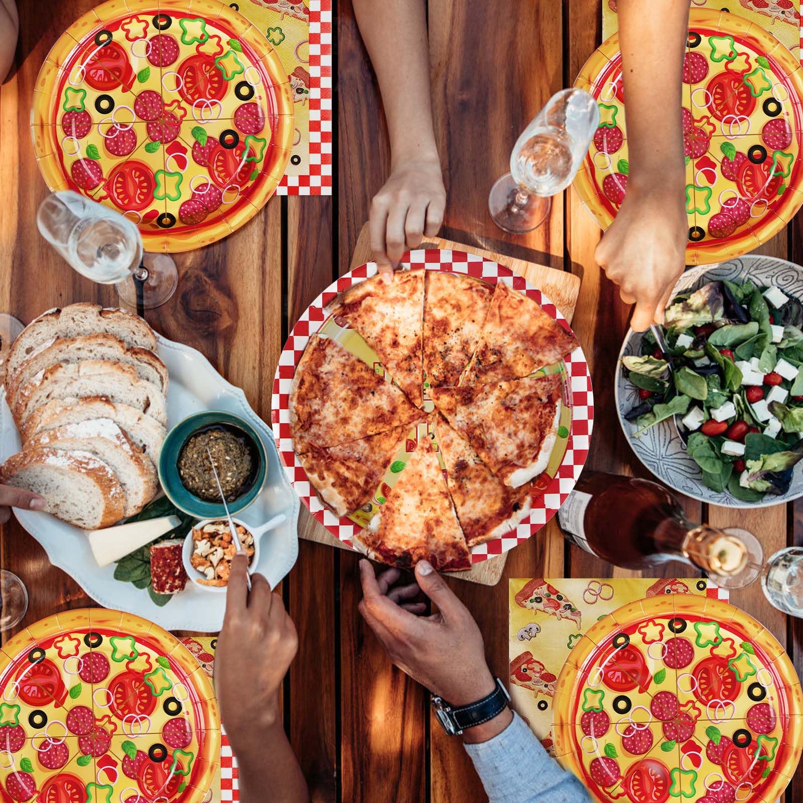 96 Pcs Pizza Party Plates and Napkins - Grencian