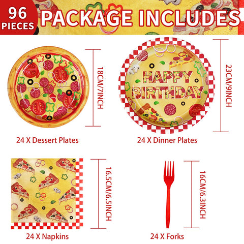 96 Pcs Pizza Party Plates and Napkins - Grencian