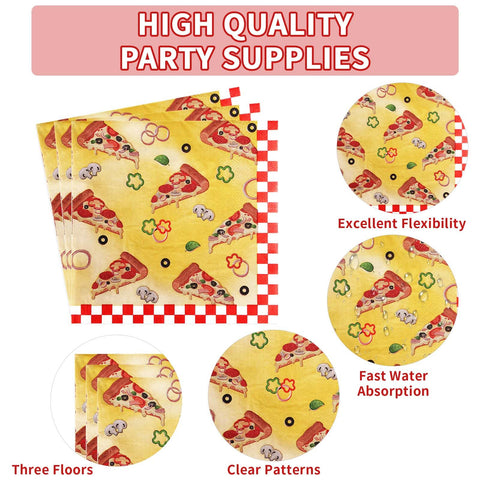 96 Pcs Pizza Party Plates and Napkins - Grencian
