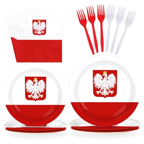 96 Pcs Poland Flag Party Plates and Napkins - Grencian