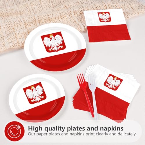 96 Pcs Poland Flag Party Plates and Napkins - Grencian
