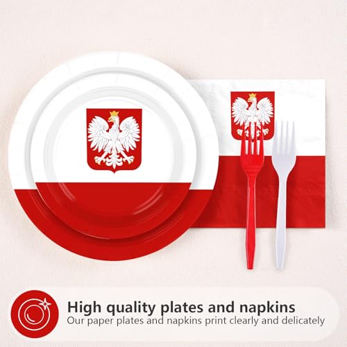96 Pcs Poland Flag Party Plates and Napkins - Grencian