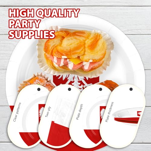 96 Pcs Poland Flag Party Plates and Napkins - Grencian