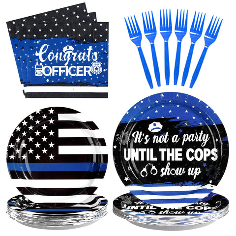 96 Pcs Police Academy Graduate Party Plates and Napkins - Grencian