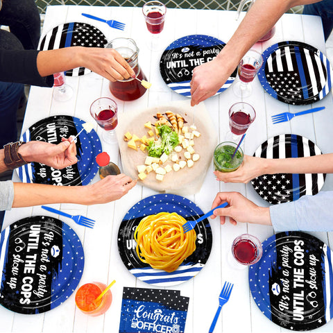 96 Pcs Police Academy Graduate Party Plates and Napkins - Grencian