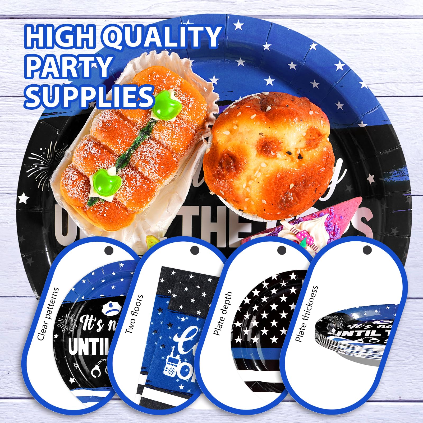 96 Pcs Police Academy Graduate Party Plates and Napkins - Grencian