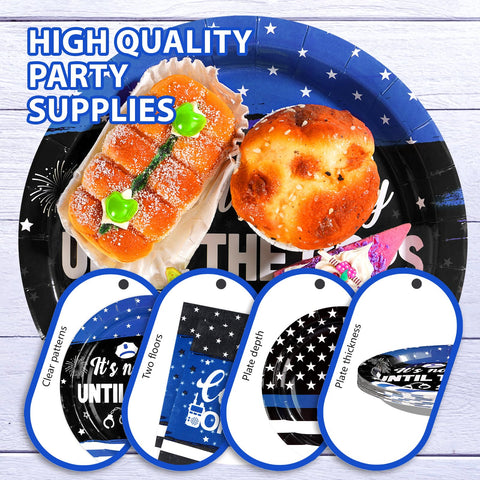 96 Pcs Police Academy Graduate Party Plates and Napkins - Grencian