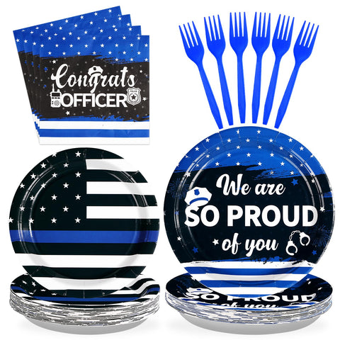 96 Pcs Police Party Plates and Napkins - Grencian