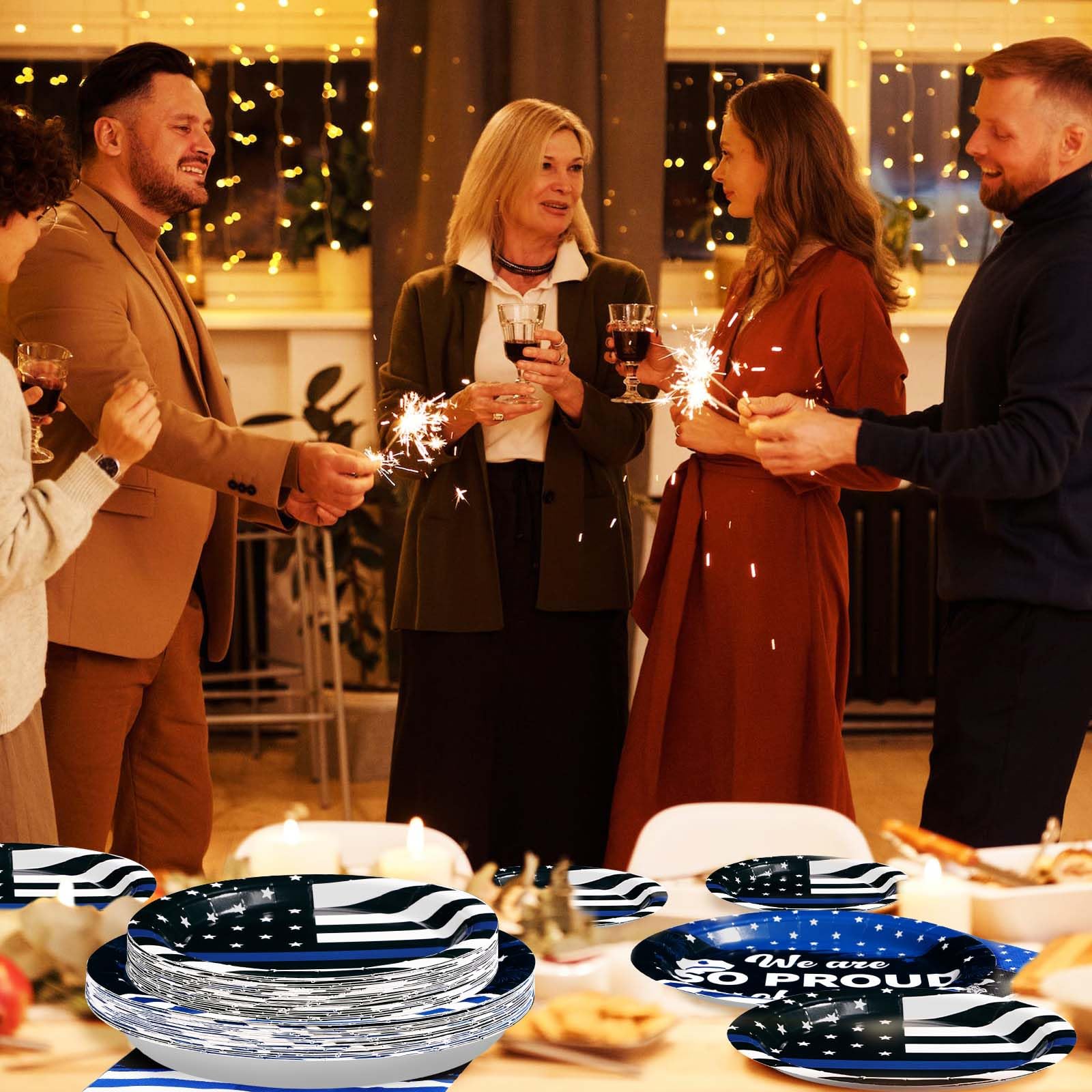 96 Pcs Police Party Plates and Napkins - Grencian