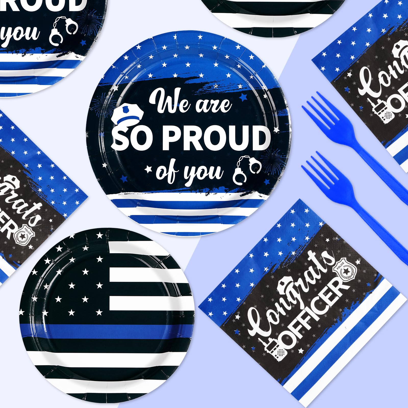 96 Pcs Police Party Plates and Napkins - Grencian