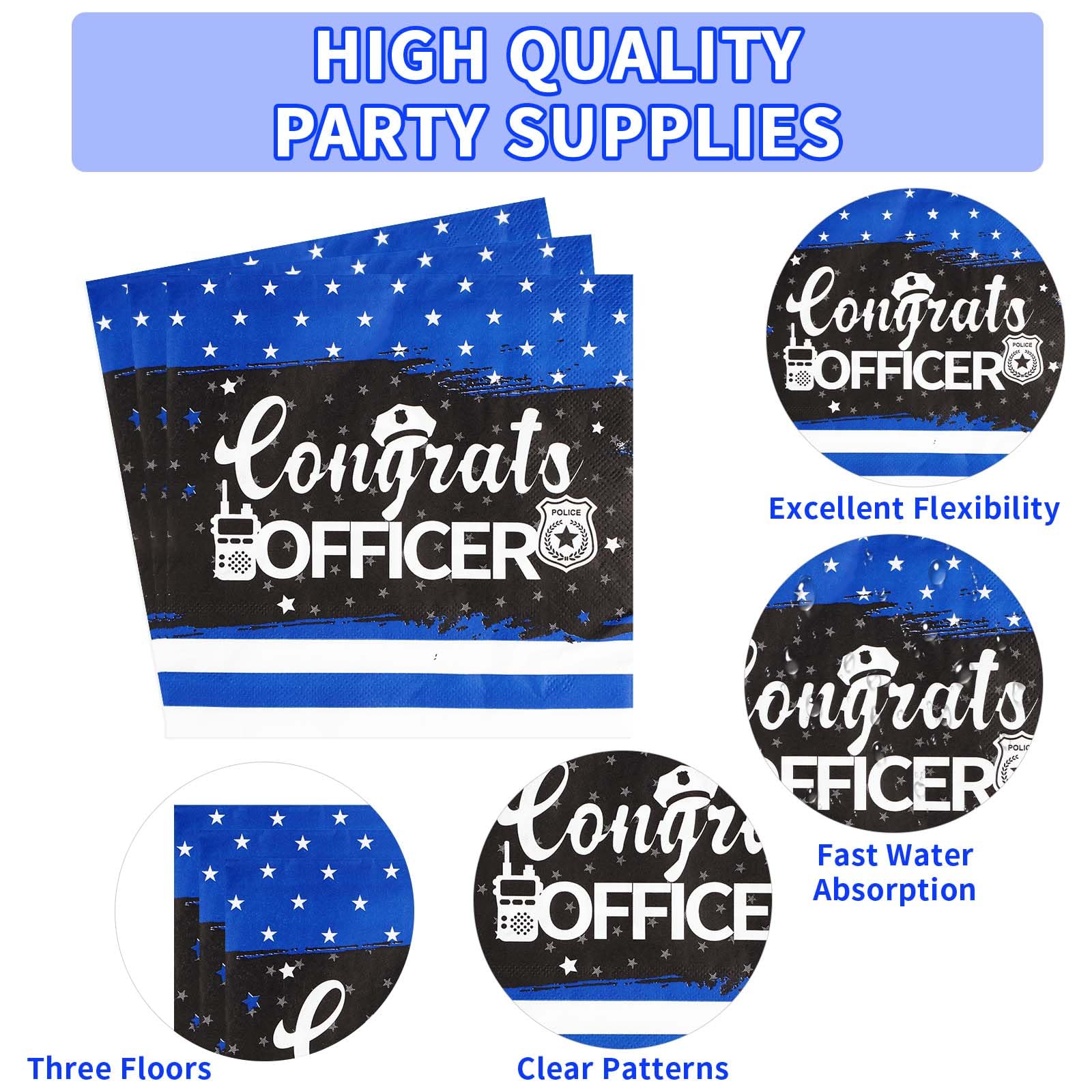96 Pcs Police Party Plates and Napkins - Grencian