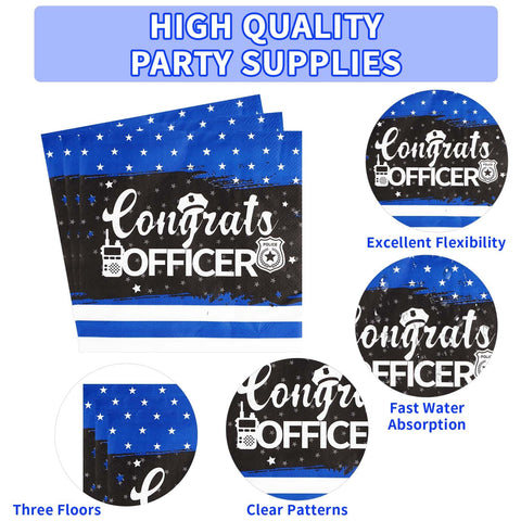 96 Pcs Police Party Plates and Napkins - Grencian