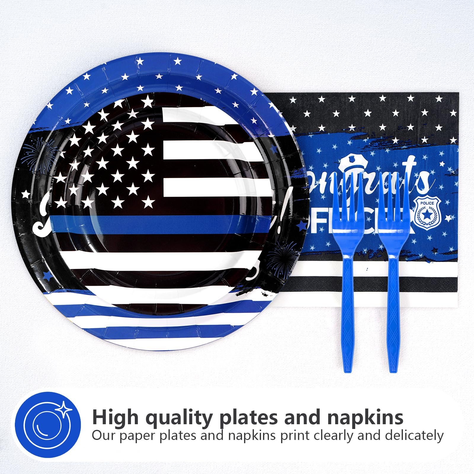 96 Pcs Police Retirement Party Plates and Napkins - Grencian