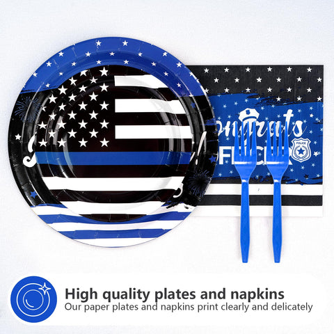 96 Pcs Police Retirement Party Plates and Napkins - Grencian