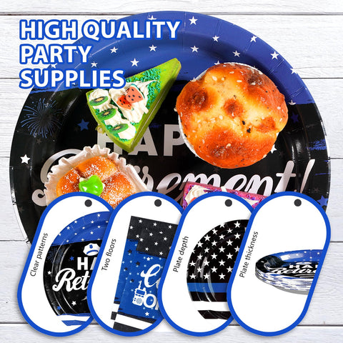 96 Pcs Police Retirement Party Plates and Napkins - Grencian