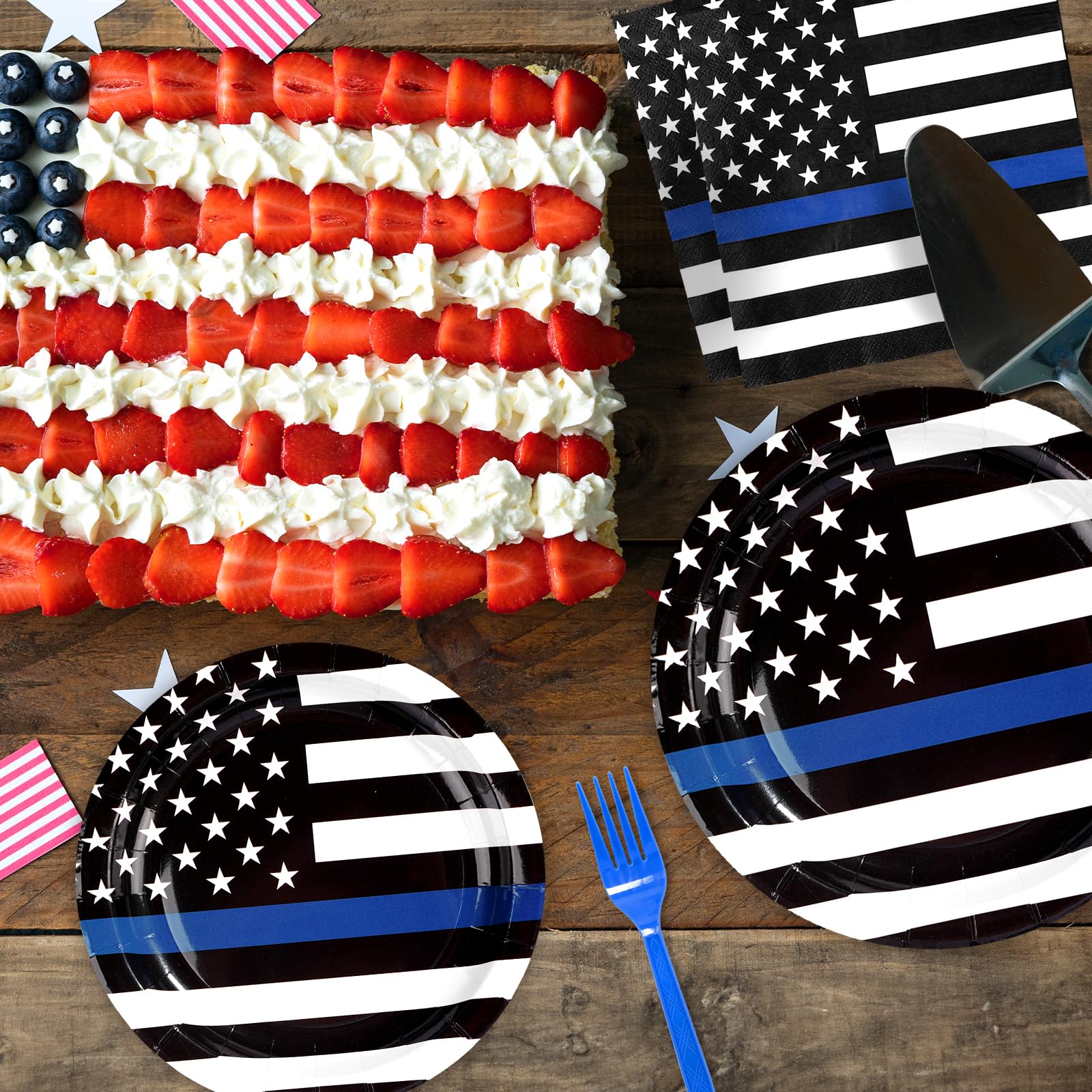 96 Pcs Police Theme Party Plates and Napkins - Grencian
