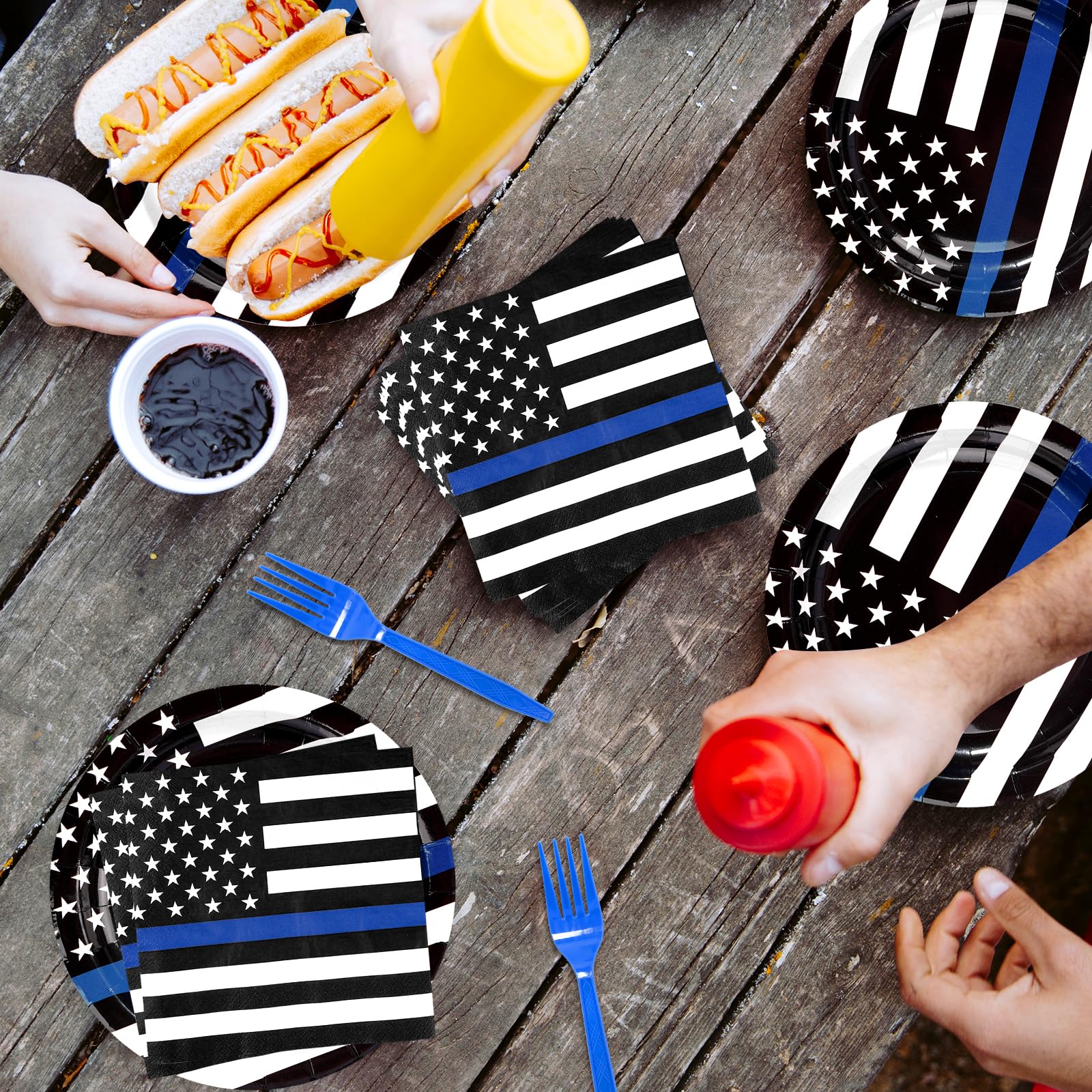 96 Pcs Police Theme Party Plates and Napkins - Grencian