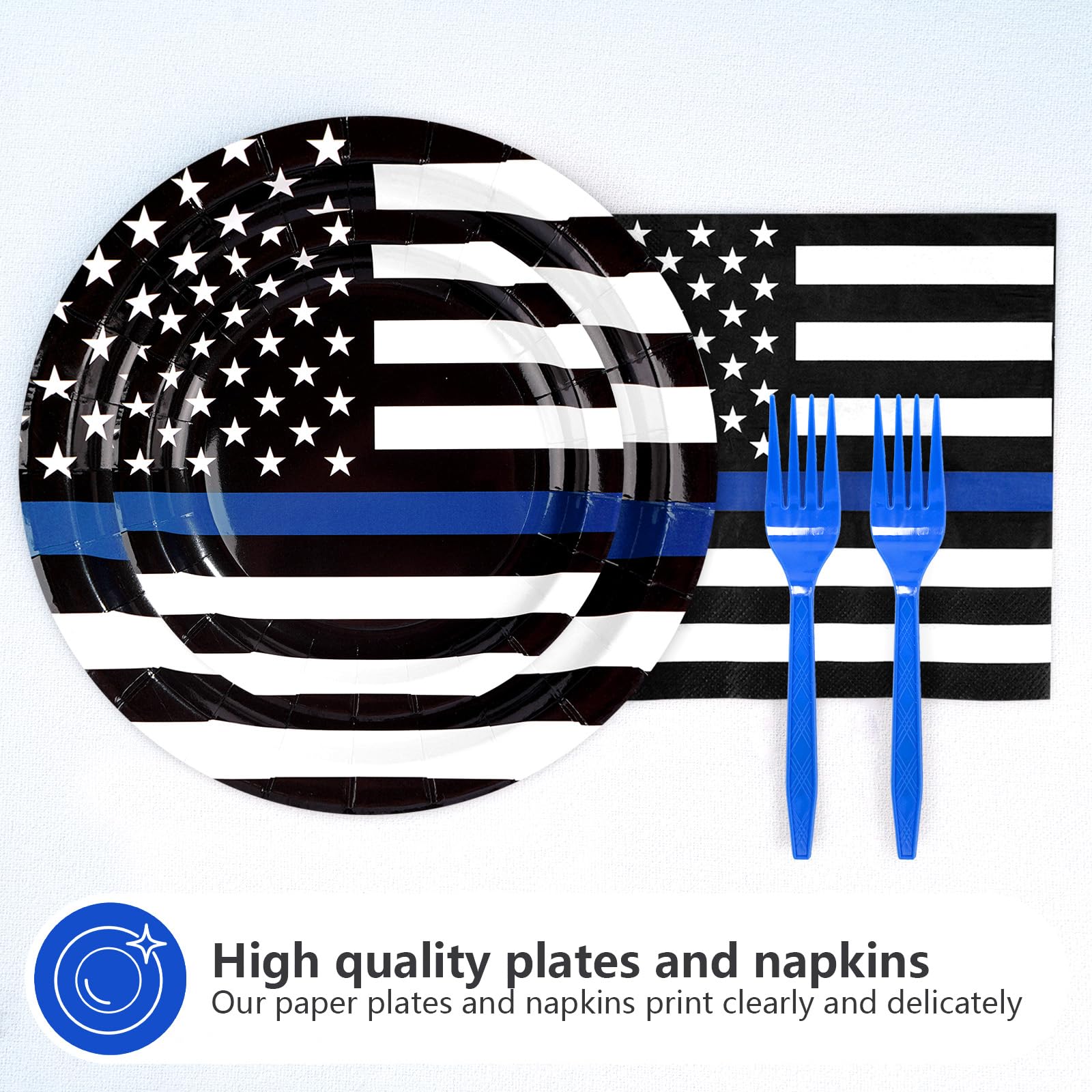 96 Pcs Police Theme Party Plates and Napkins - Grencian