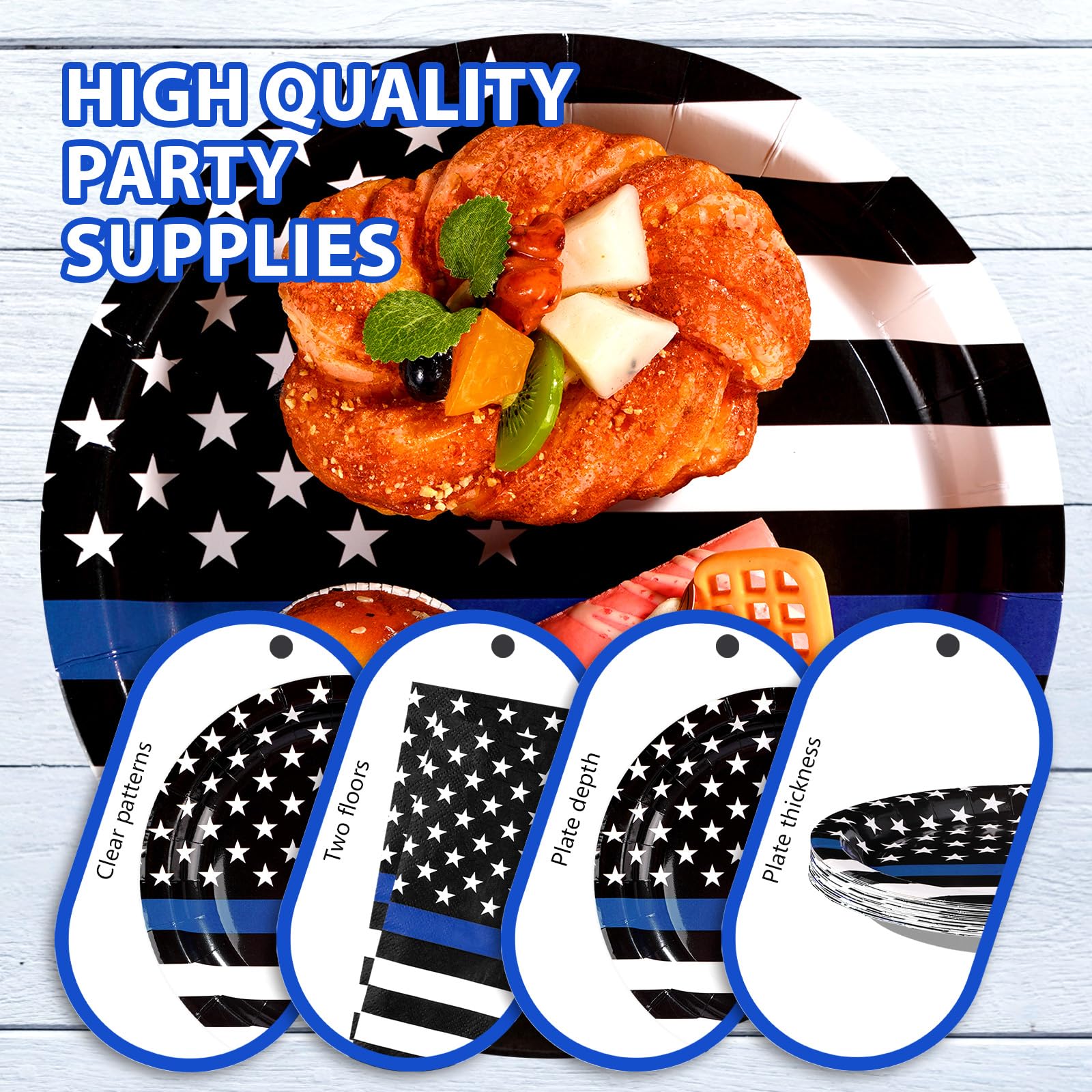 96 Pcs Police Theme Party Plates and Napkins - Grencian