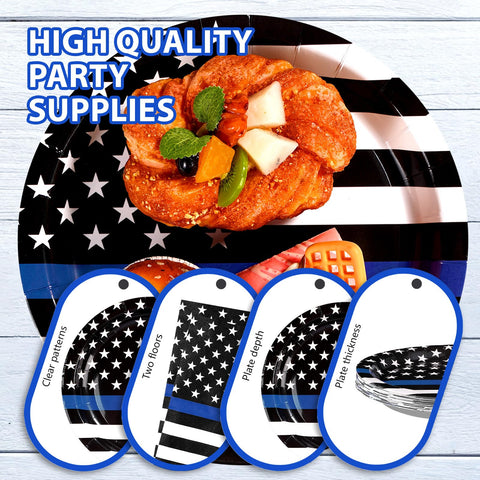 96 Pcs Police Theme Party Plates and Napkins - Grencian