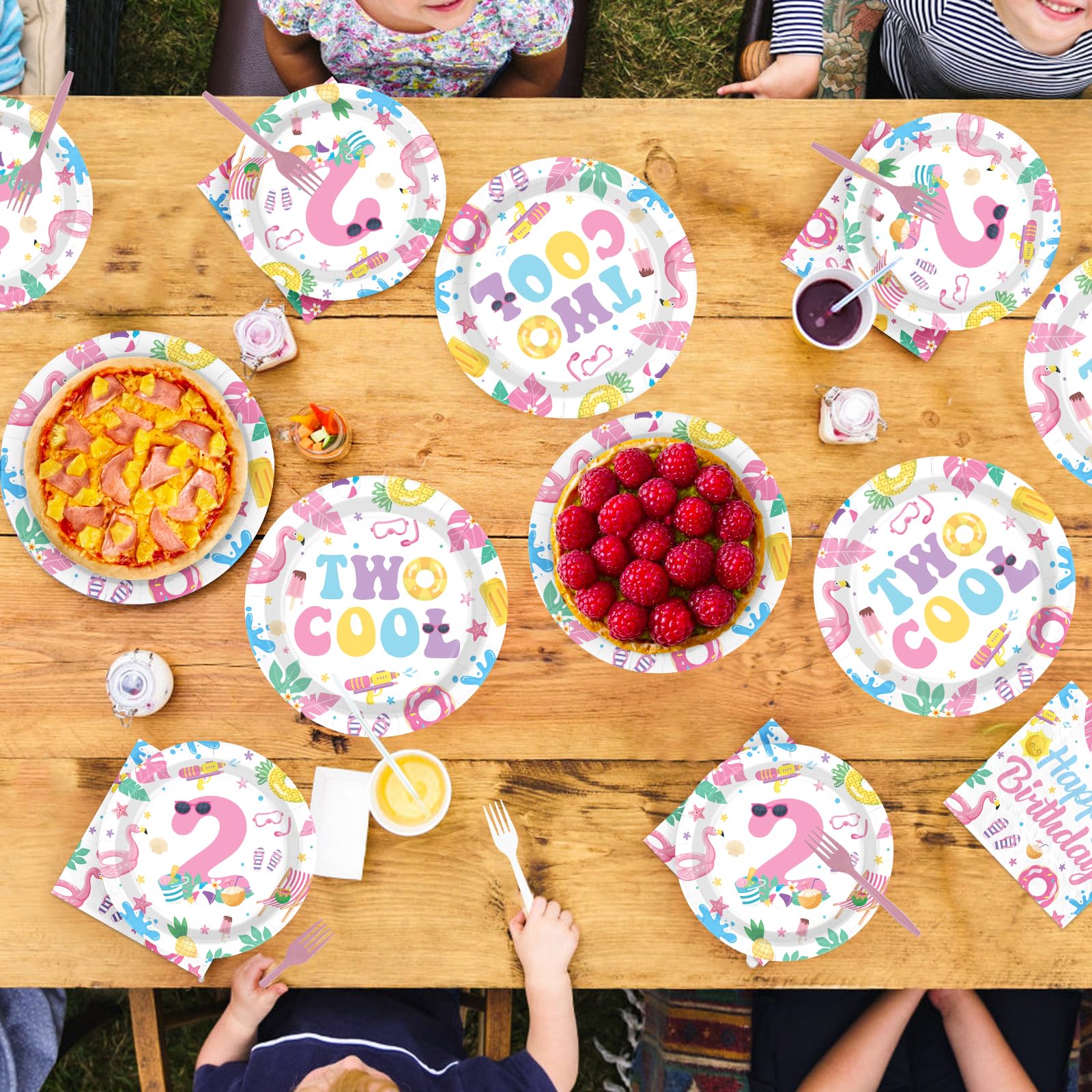 96 Pcs Pool 2nd Birthday Party Plates and Napkins - Grencian
