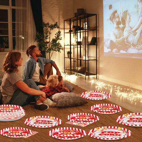 96 Pcs Popcorn Party Plates and Napkins - Grencian