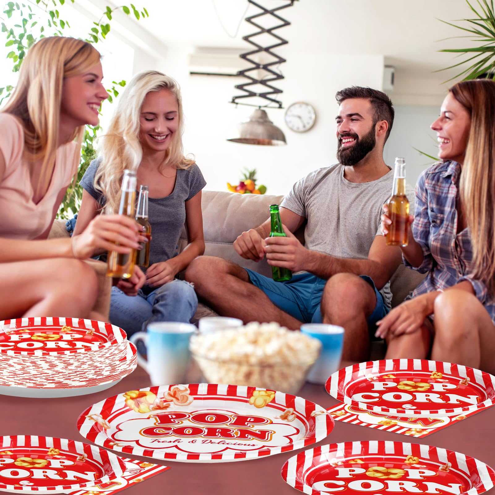 96 Pcs Popcorn Party Plates and Napkins - Grencian