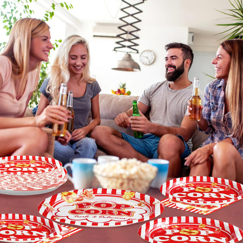 96 Pcs Popcorn Party Plates and Napkins - Grencian