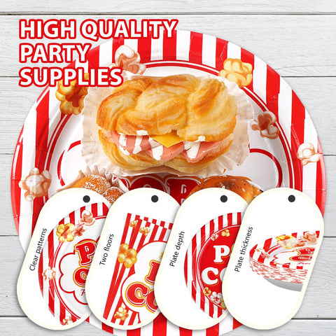 96 Pcs Popcorn Party Plates and Napkins - Grencian