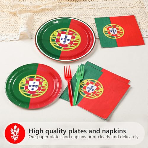 96 Pcs Portugal Flag Party Plates and Napkins - Grencian