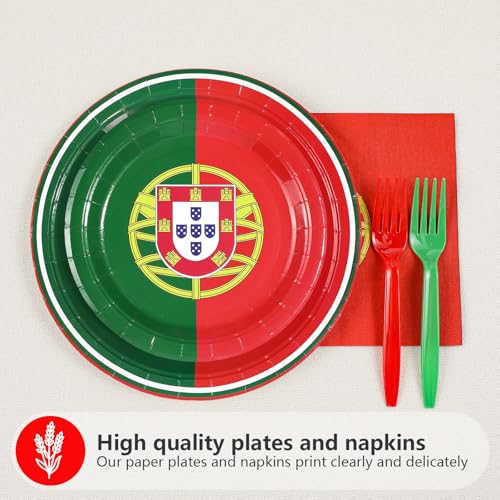 96 Pcs Portugal Flag Party Plates and Napkins - Grencian