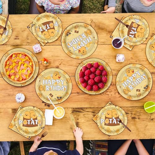 96 Pcs Potato Birthday Party Plates and Napkins - Grencian