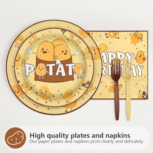 96 Pcs Potato Birthday Party Plates and Napkins - Grencian
