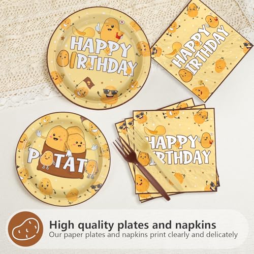 96 Pcs Potato Birthday Party Plates and Napkins - Grencian