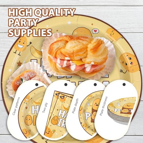 96 Pcs Potato Birthday Party Plates and Napkins - Grencian