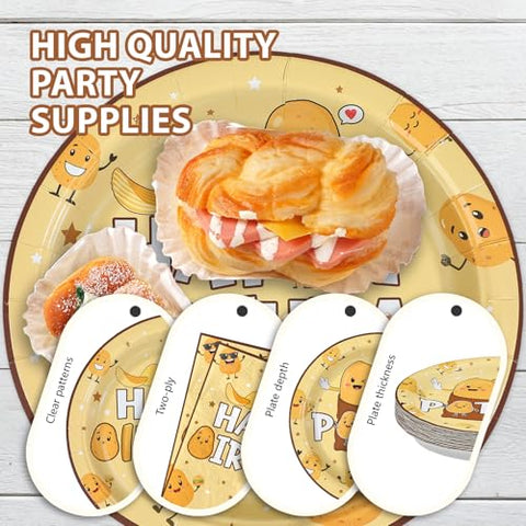 96 Pcs Potato Birthday Party Plates and Napkins - Grencian