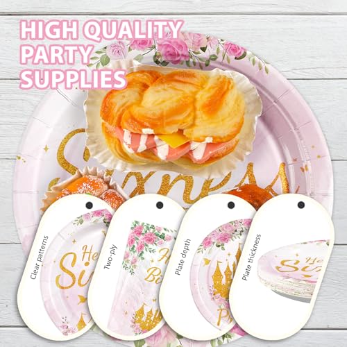 96 Pcs Princess 6th Birthday Party Plates and Napkins - Grencian