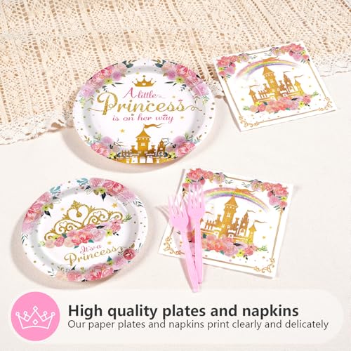 96 Pcs Princess Castle Party Plates and Napkins - Grencian