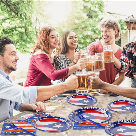 96 Pcs Puerto Rico Flag Party Plates and Napkins - Grencian