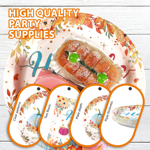 96 Pcs Pumpkin Gender Reveal Party Plates and Napkins - Grencian