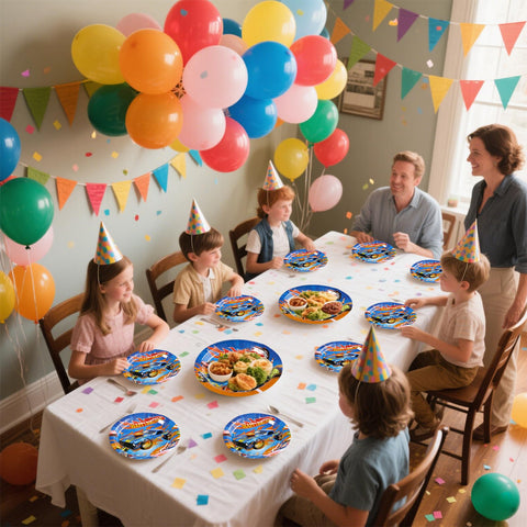 96 Pcs Race Car Birthday Party Plates and Napkins - Grencian