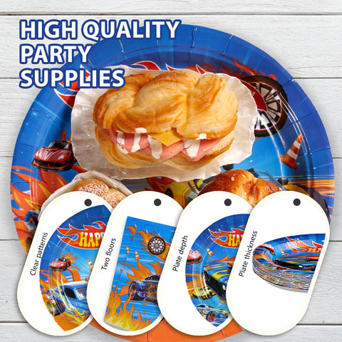 96 Pcs Race Car Birthday Party Plates and Napkins - Grencian