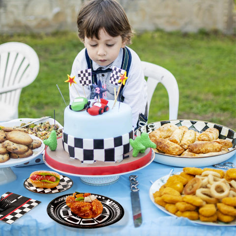 96 Pcs Race Car Party Plates and Napkins - Grencian