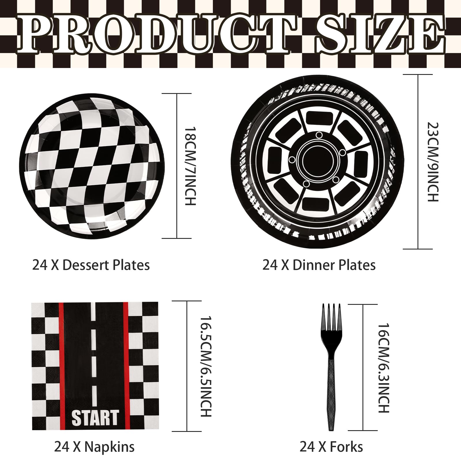 96 Pcs Race Car Party Plates and Napkins - Grencian